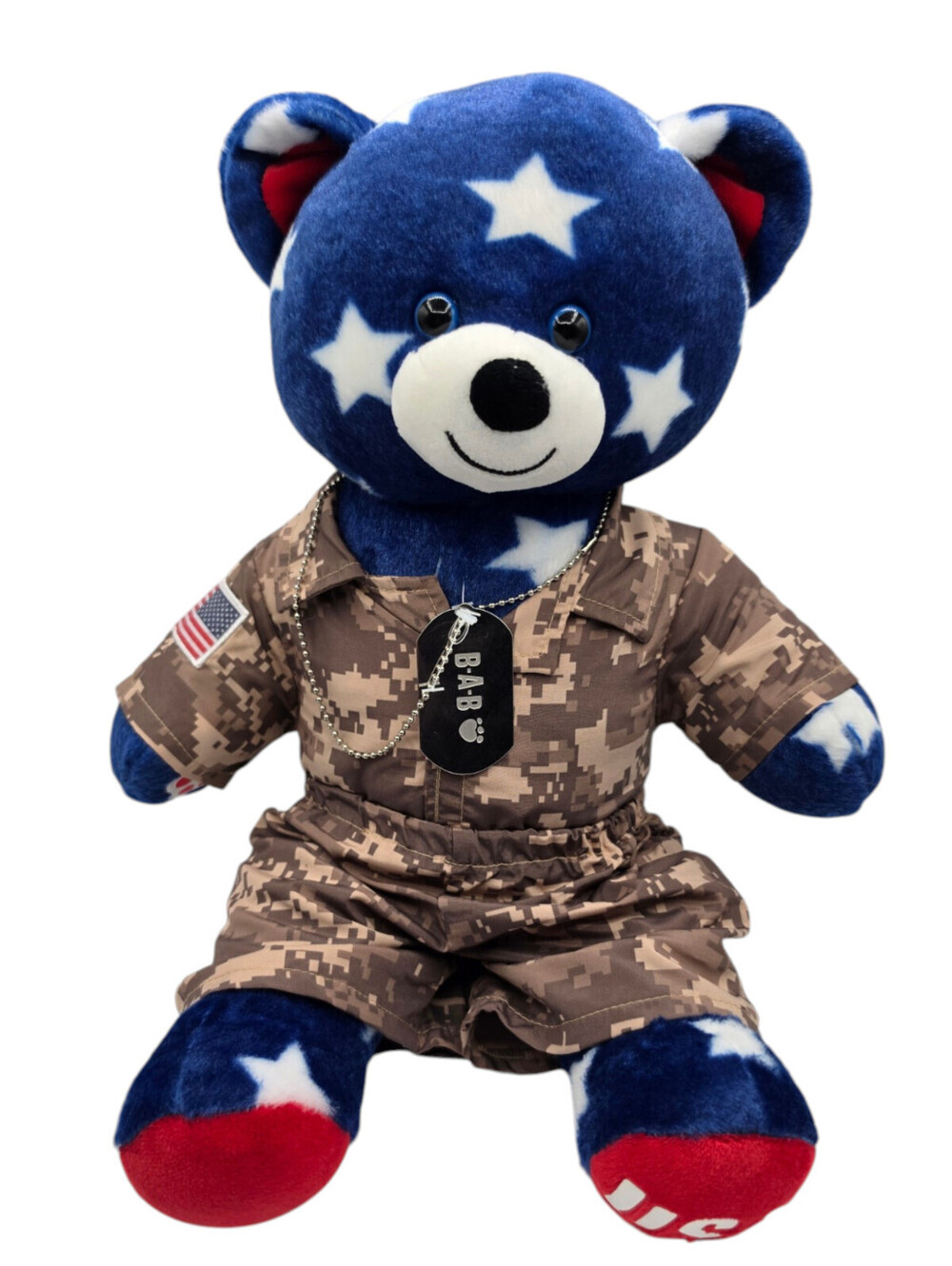Build-A-Bear Workshop USA Blue Stars Patriotic Bear w/ Military Uniform
